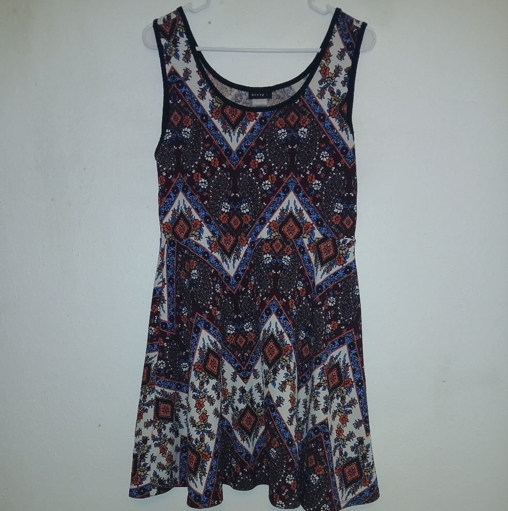 Blue Sleeveless Scoop Neck Sundress